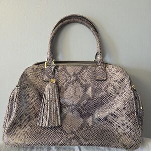 Tory Burch Snakeskin Clutch with Gold Accents